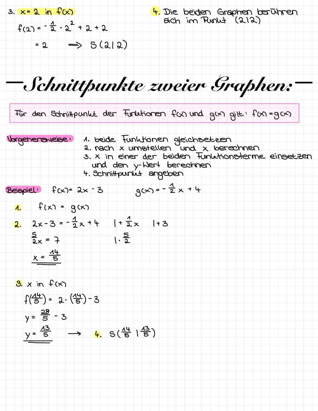 1. Nullstellen:
• Die Schnittstelle einer Funktion mit der
bezeichnet → f(x₂)=0
Allgemeine Vorgehensweise:
Funktionsgleichung 0 setzen → f(x