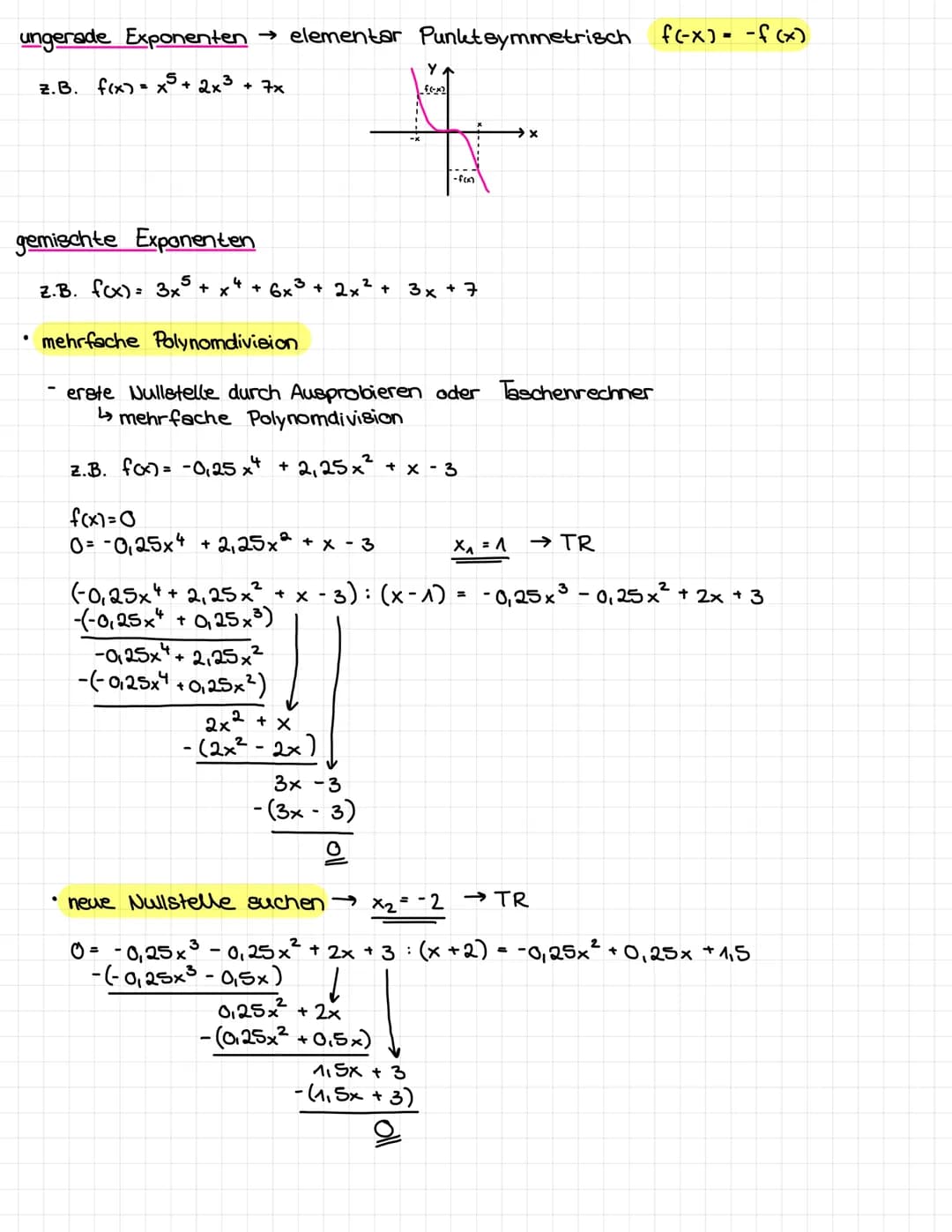 1. Nullstellen:
• Die Schnittstelle einer Funktion mit der
bezeichnet → f(x₂)=0
Allgemeine Vorgehensweise:
Funktionsgleichung 0 setzen → f(x