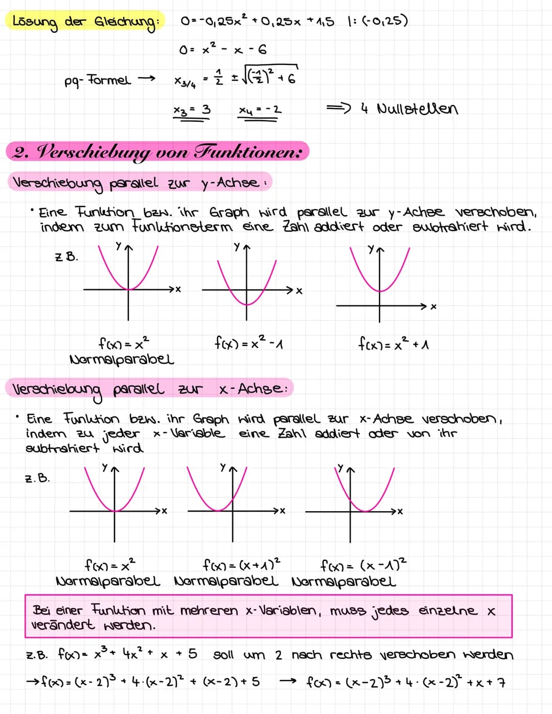 1. Nullstellen:
• Die Schnittstelle einer Funktion mit der
bezeichnet → f(x₂)=0
Allgemeine Vorgehensweise:
Funktionsgleichung 0 setzen → f(x