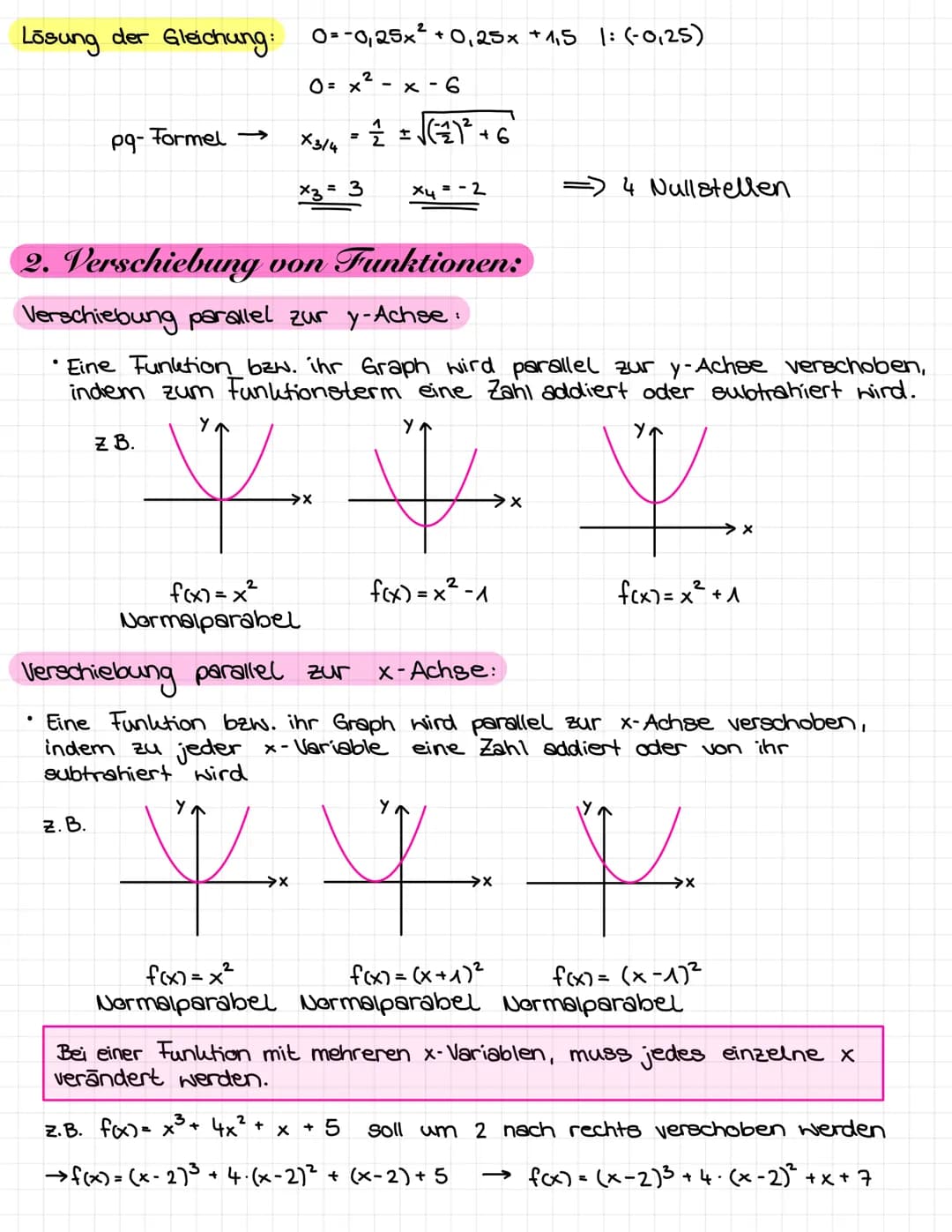 1. Nullstellen:
• Die Schnittstelle einer Funktion mit der
bezeichnet → f(x₂)=0
Allgemeine Vorgehensweise:
Funktionsgleichung 0 setzen → f(x