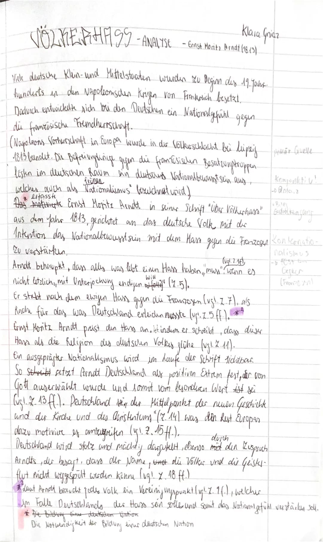 VÖLKERHASS -ANALYSE.
Klara Griez
- Ernst Moritz Arndt (1813)
Viele deutsche Klein- und Mittelstaaten wurden zu Beginn des 19. Jahr.
hunderts