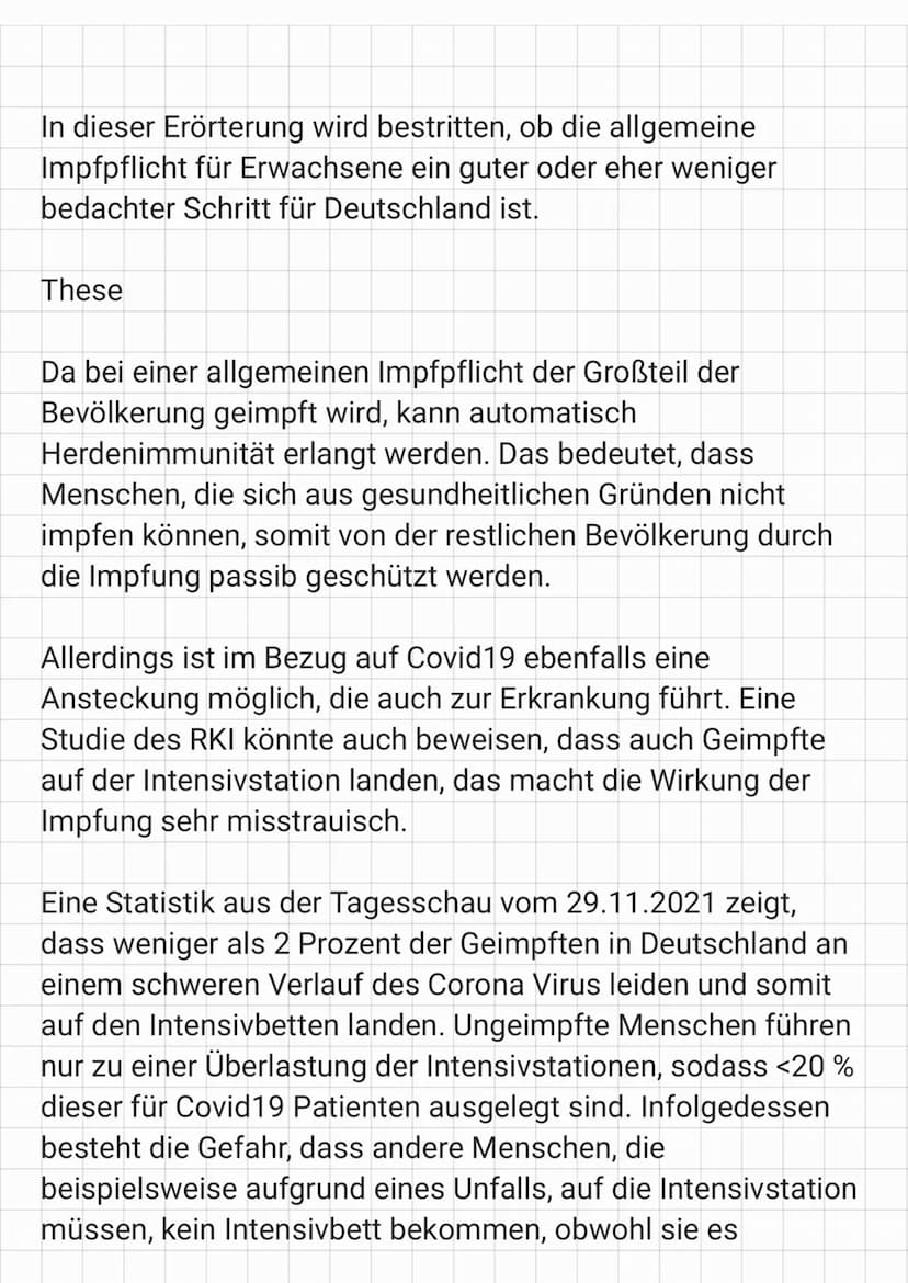 Pro- & Contra Impspflicht
PRO
CONTRA
- Selbstschutz + Fremdschutz
- schützt vor schwerem Verlauf
- Krankheit schlimmer als
Neben-
wirkungen 