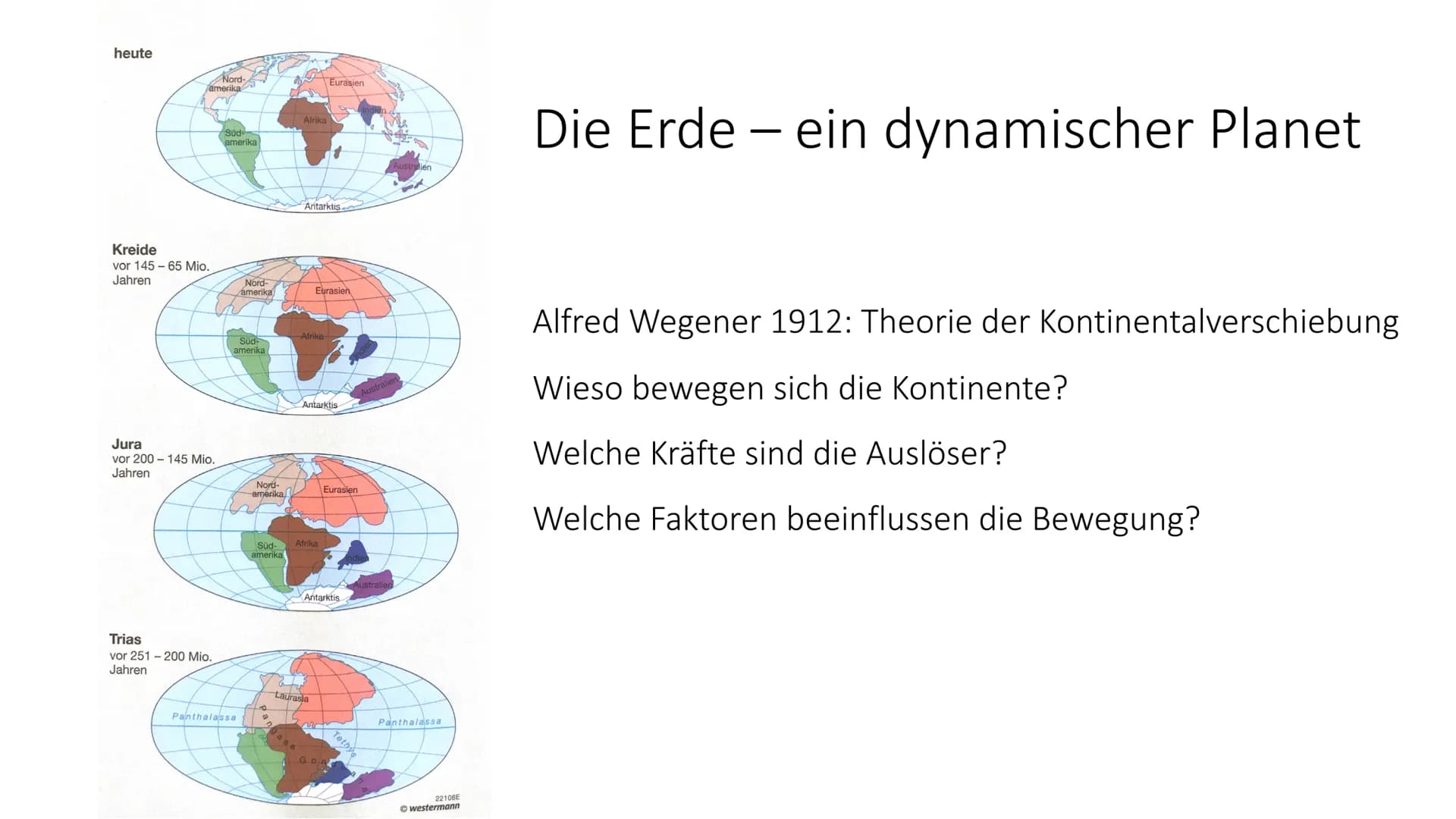 heute
amerika
Kreide
vor 145-65 Mio.
Jahren
Jura
vor 200-145 Mio.
Jahren
Nord-
Trias
vor 251-200 Mio.
Jahren
Süd-
amerika
Nord-
amerika
Süd-