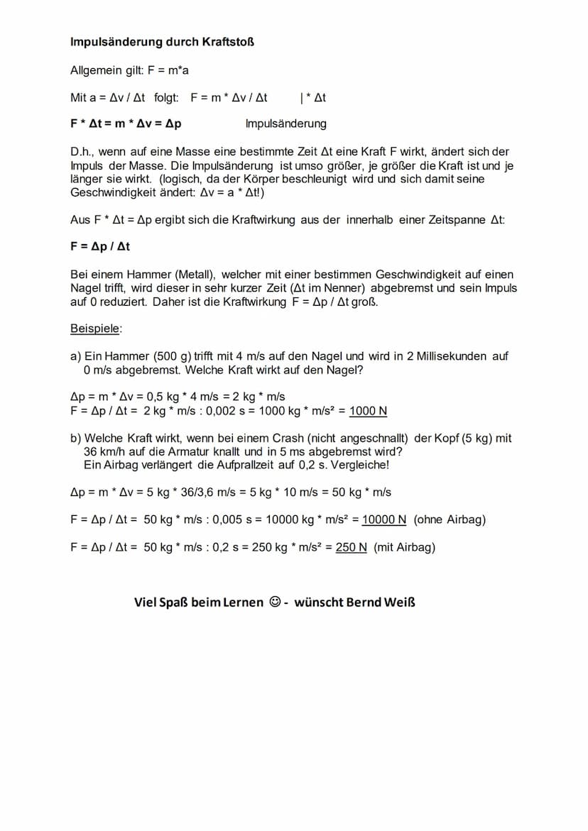 Klasse 10: Begriffe und Zusammenhänge (Teil 3)
9) Energie (ff)
Spezielle Aufgaben zur Energieerhaltung
1) Welche Energie hat ein Auto von 1 