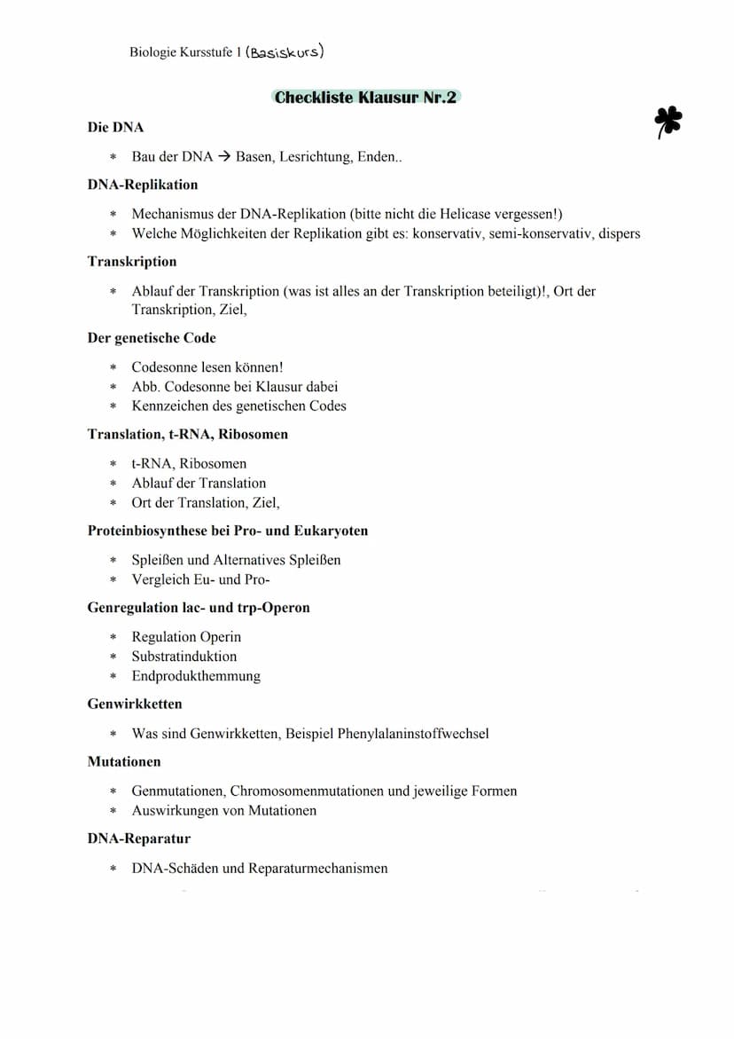 Bio Zusammenfassung Nr.2
Genetik Die DNA
*
DNA-Replikation
*
*
Mechanismus der DNA-Replikation (bitte nicht die Helicase vergessen!)
Welche 