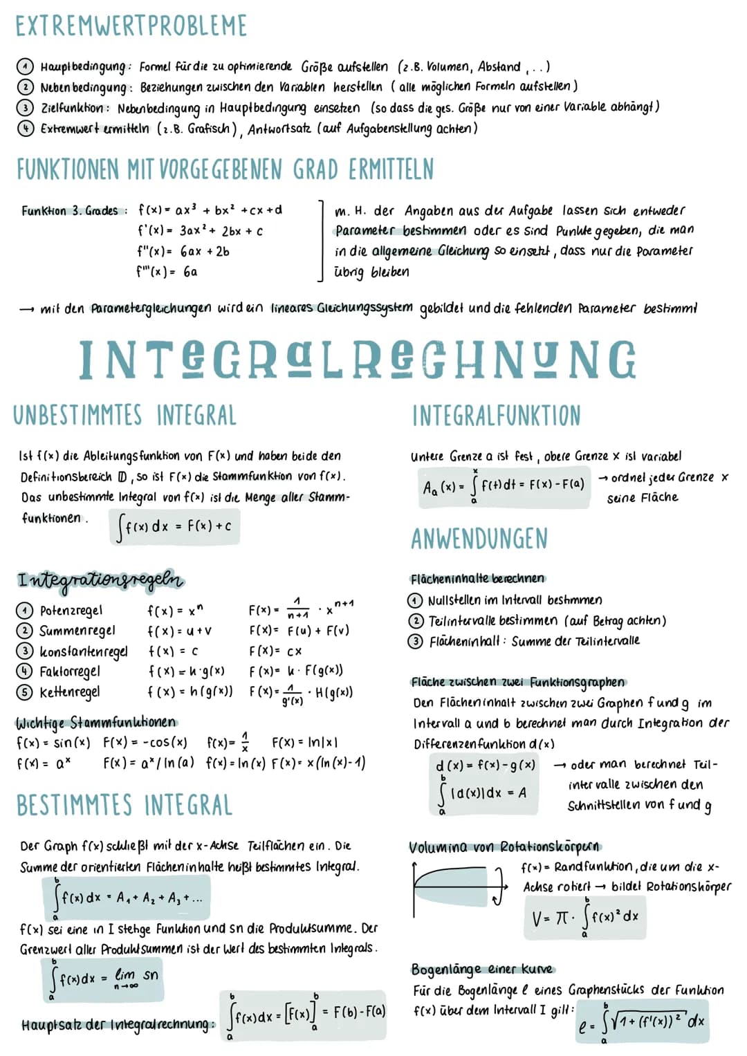 ANALYSIS
DIFFERENTIALRECHNUNG
GANZRATIONALE FUNKTIONEN
a₂x² + ax + a
Der Term der Form: anx^+ A(n-₁) X (^-^) +
heißt Polynom und ist eine Ve