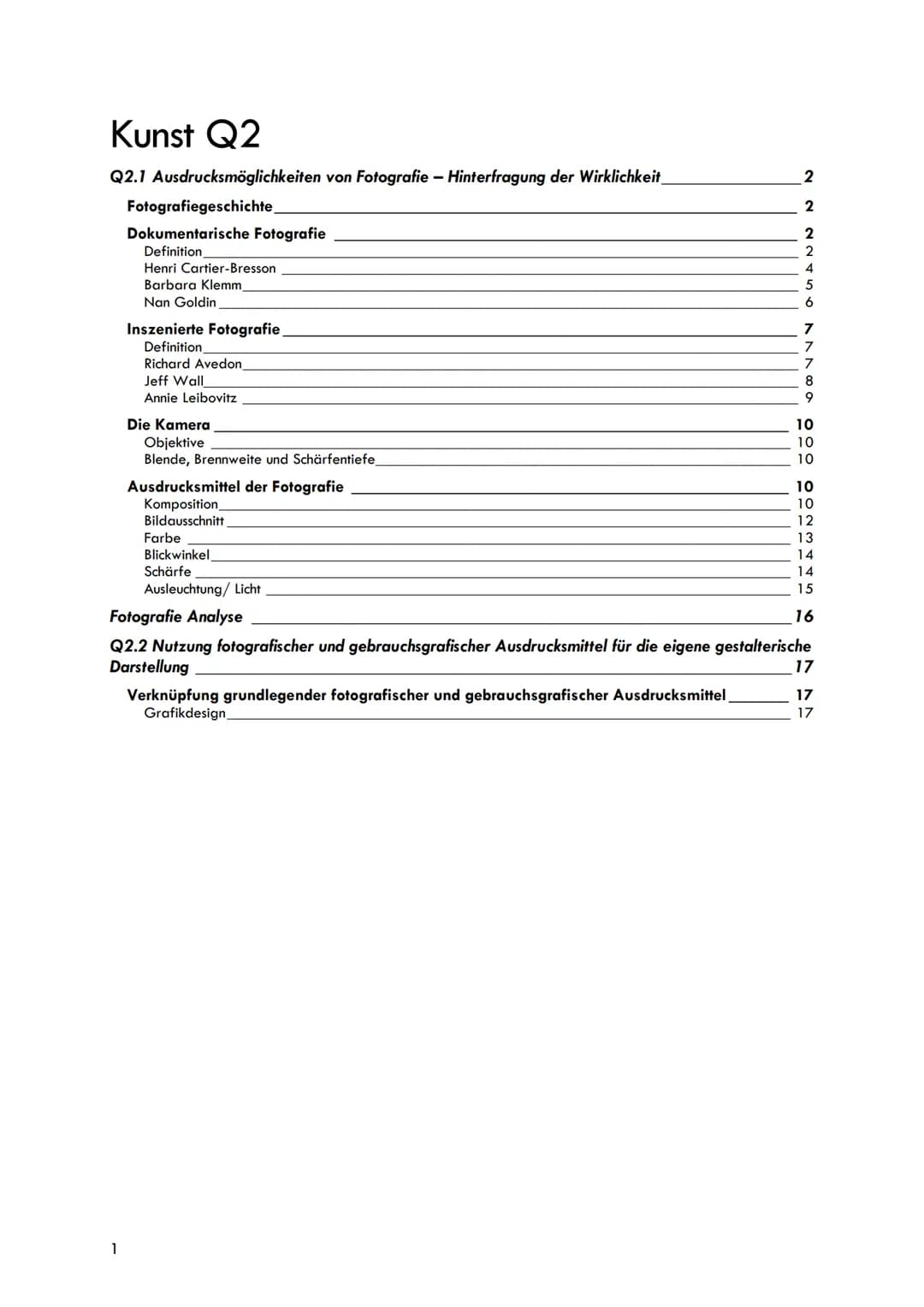 Kunst Q2
Q2.1 Ausdrucksmöglichkeiten von Fotografie - Hinterfragung der Wirklichkeit
Fotografiegeschichte,
Dokumentarische Fotografie
Defini