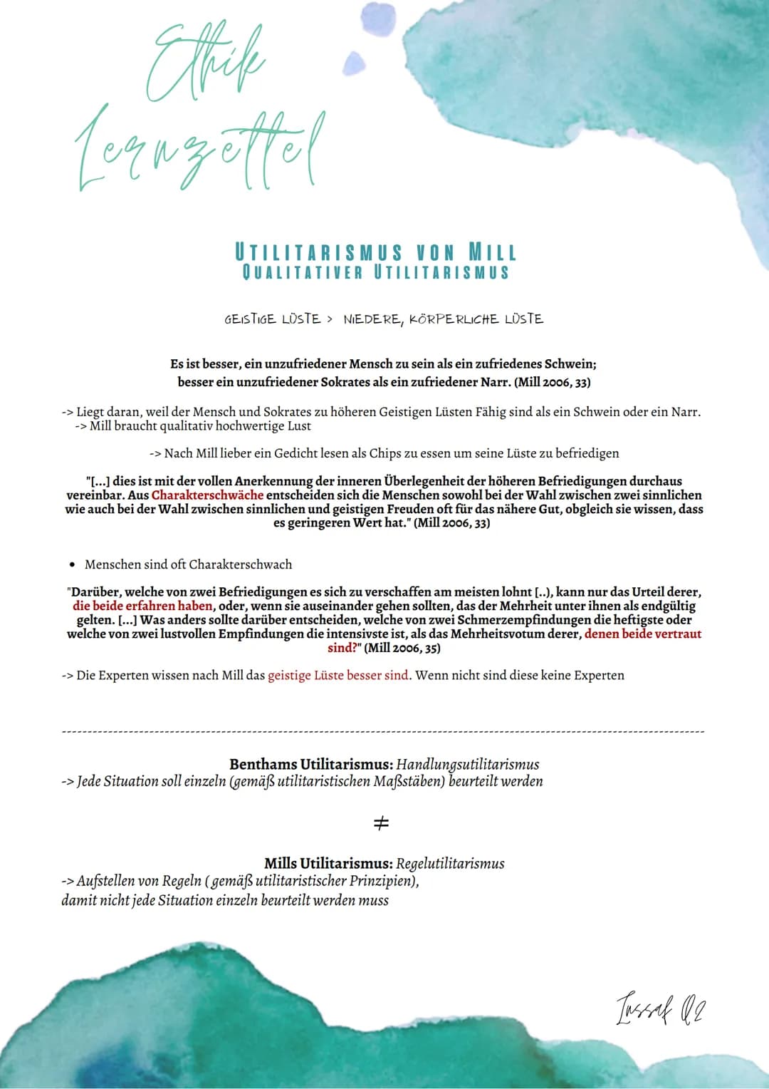 Etfife
Lernzettel
DEFINITION UTILITARISMUS (FOLGENETHIK)
Utilitarismus ist eine ethische Theorie, die besagt, dass das Ziel jeder Handlung d
