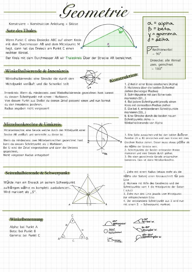 Know Geometrie (Satz des Thales, Innenkreis, Aussenkreis, Schwerpunkt)  thumbnail