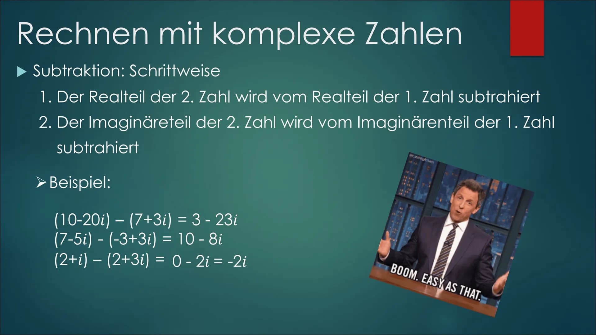 Komplexe
Zahlen
VON ALEYNA, BEYZA & MARIE Gliederung
Kleine Fragerunde
Übersicht der Zahlenbereiche
▶ Definition
▶ Die imaginäre Einheit i
▶