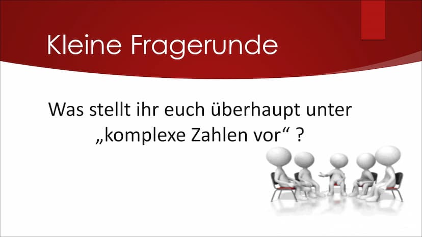 Komplexe
Zahlen
VON ALEYNA, BEYZA & MARIE Gliederung
Kleine Fragerunde
Übersicht der Zahlenbereiche
▶ Definition
▶ Die imaginäre Einheit i
▶