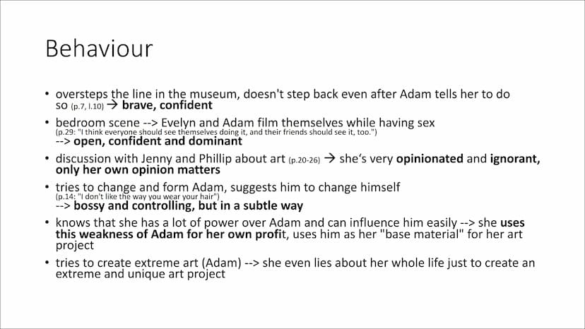 The Shape of Things - Evelyn Background
What she tells Adam during their relationship
●
●
●
●
●
Art student in M.F.A, applied theory and cri