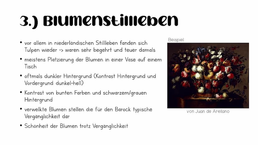 verschiedene Arten
von stillleben im
Barock 1.) Prunkstillleben
• ist die Weiterentwicklung des gedeckten Tischs
keine schlichten, einfachen