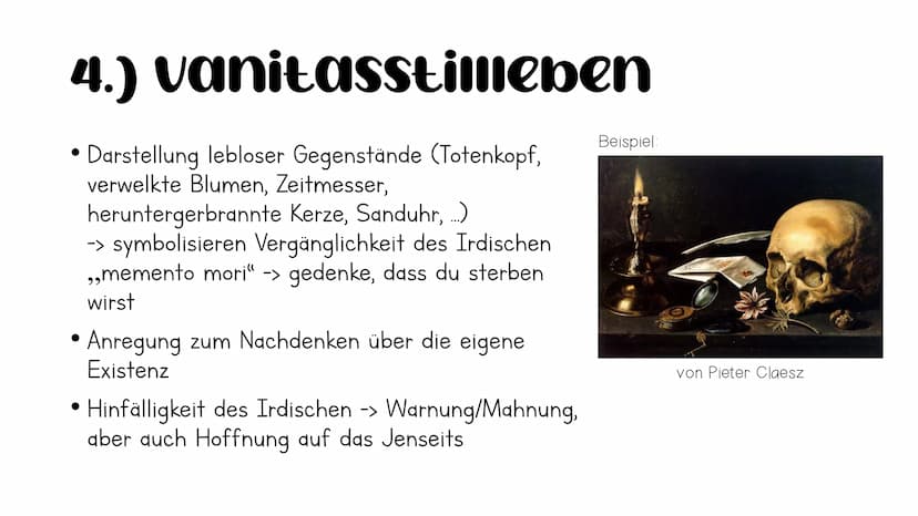 verschiedene Arten
von stillleben im
Barock 1.) Prunkstillleben
• ist die Weiterentwicklung des gedeckten Tischs
keine schlichten, einfachen