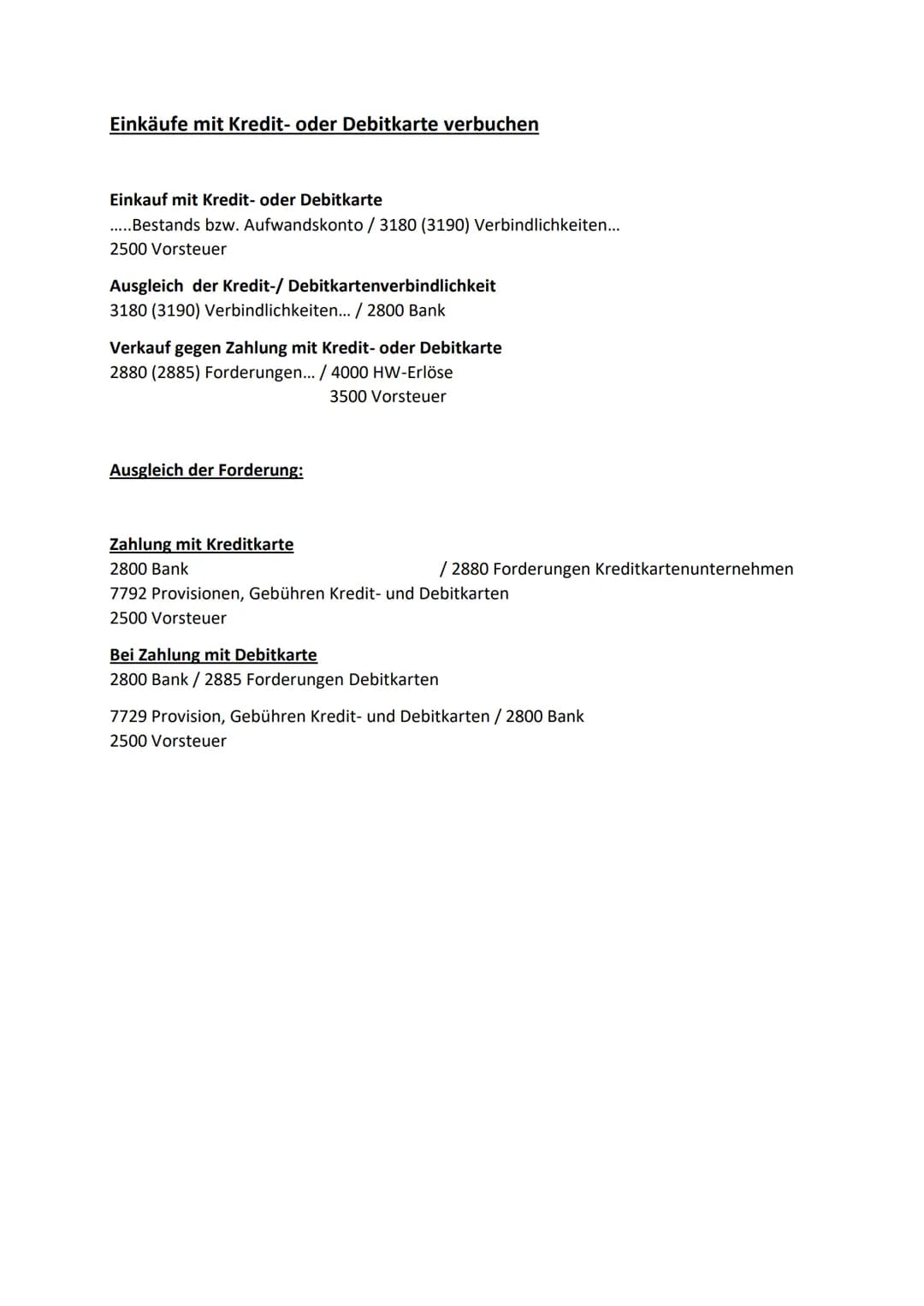 Einkauf und Verkauf verbuchen
Einkauf
5000 HW-Einsatz / 33.... Lieferantenkonto
2500 Vorsteuer
Warenrücksendung
33... Lieferantenkonto / 500