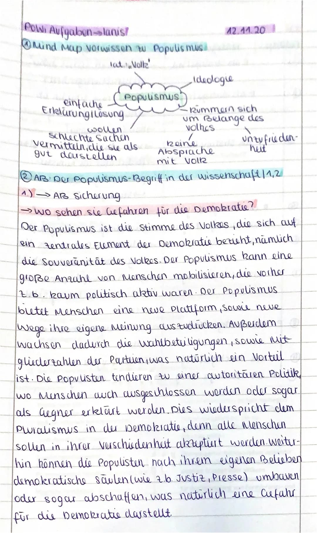 Pow: Aufgaben-lanis?
Mind Map Vorwissen zu Populismus
lat.),, Volk
Populismus
einfache
Erklärung / Losung
wollen
Schlechte Sachen,
vermittel