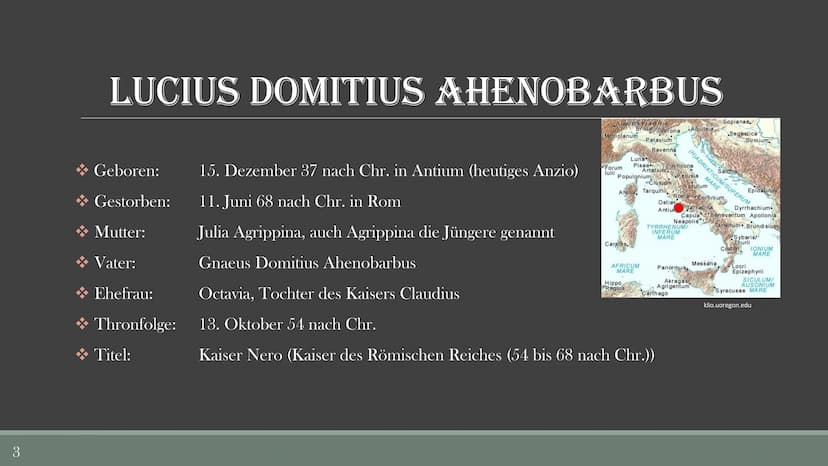 1
Wer war Nero?
Wer war Sueton?
NELE SCHUNK
IMP.VI
9℃
Jesus.ch
nybooks.com Lucius Domitius Ahenobarbus (Nero)
NERO UND SUETON
Geboren: 37 n.
