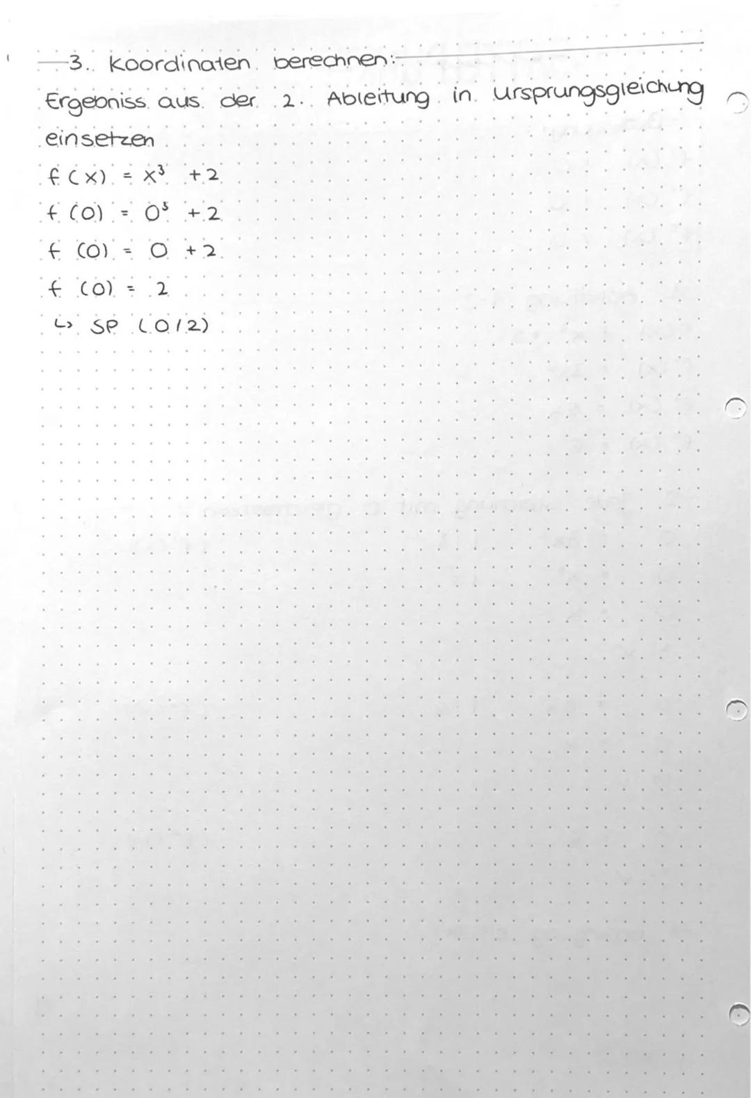 Bedingung!
f'(x).
f" (x).
f" (x)
1. Ableitung 1-3:
f(x)
x³ + 2
f'(x)
Spiclip Wallet
f" (x)
f"" (x) = 6
.O.O.
·O.
-2. Jede Gleichung mit O gl