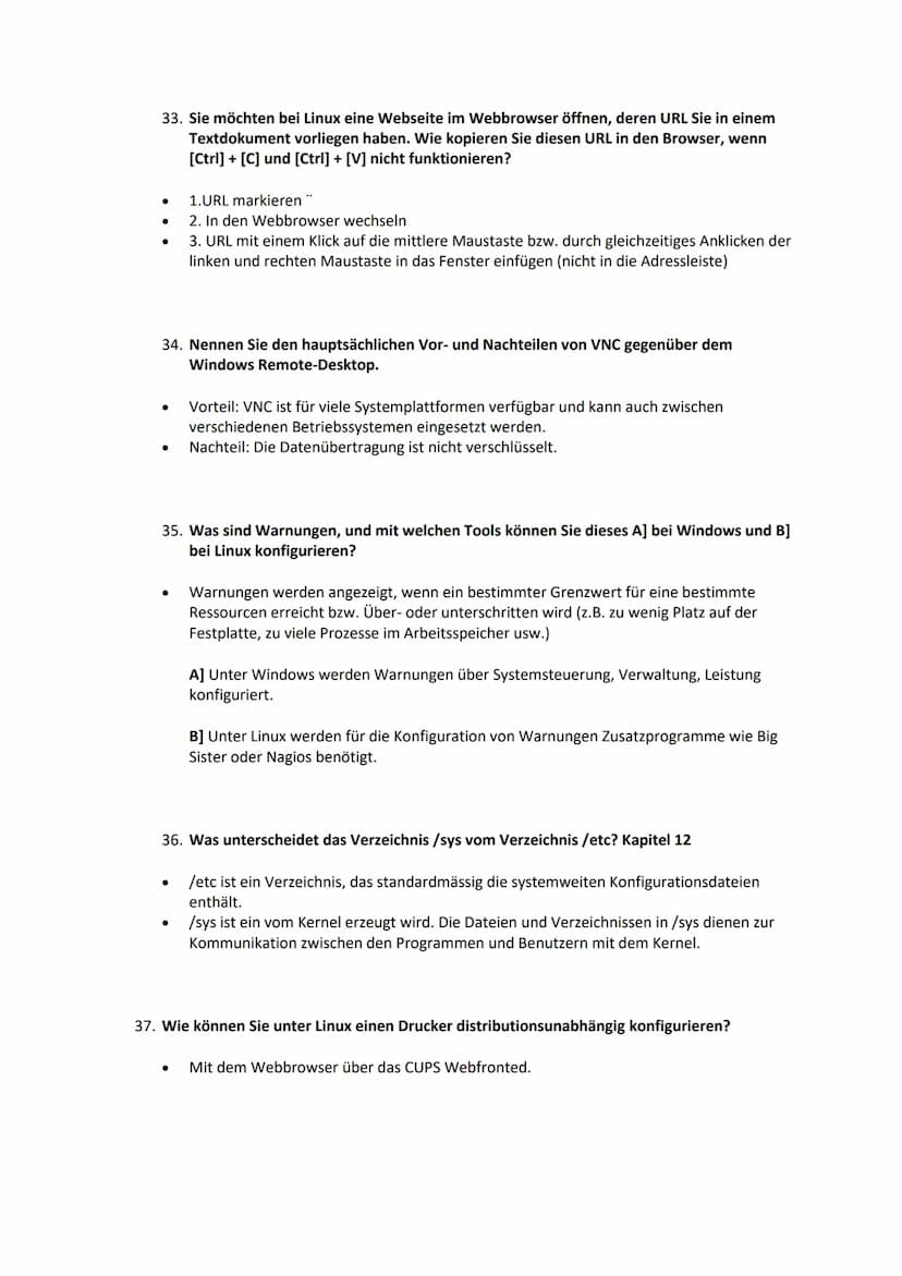1. Nennen Sie mindestens fünf elementare Funktionen eines Betriebssystems?
●
●
2. Erläutern Sie mindestens zwei Unterschiede zwischen "Task"
