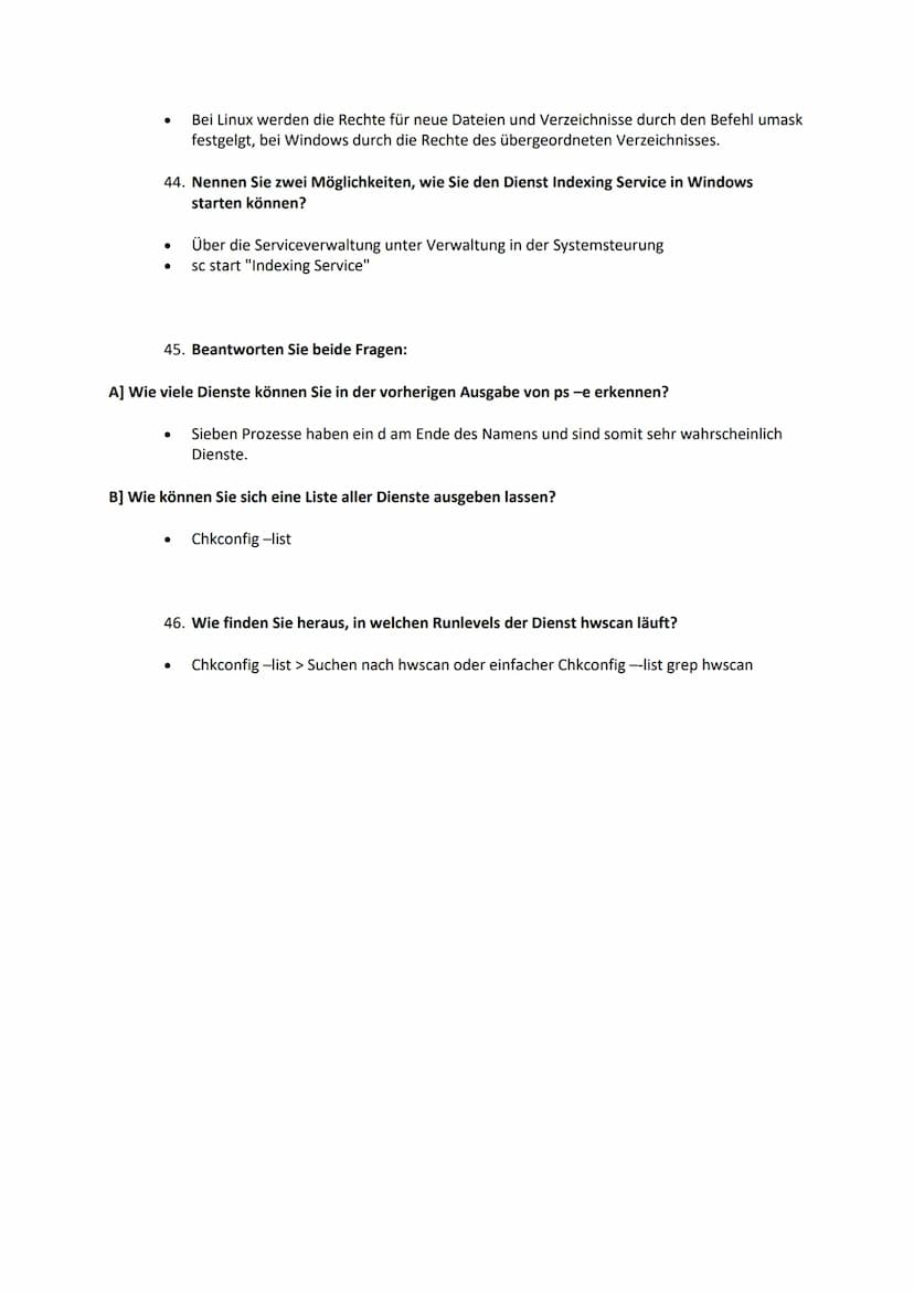1. Nennen Sie mindestens fünf elementare Funktionen eines Betriebssystems?
●
●
2. Erläutern Sie mindestens zwei Unterschiede zwischen "Task"