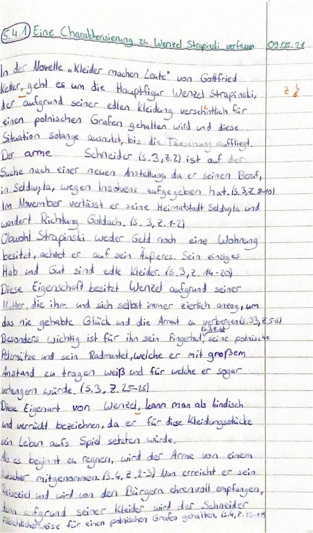 Kleider machen Leute: Charakterisierung Wenzel Strapinski und Mehr für Klasse 7 und 8