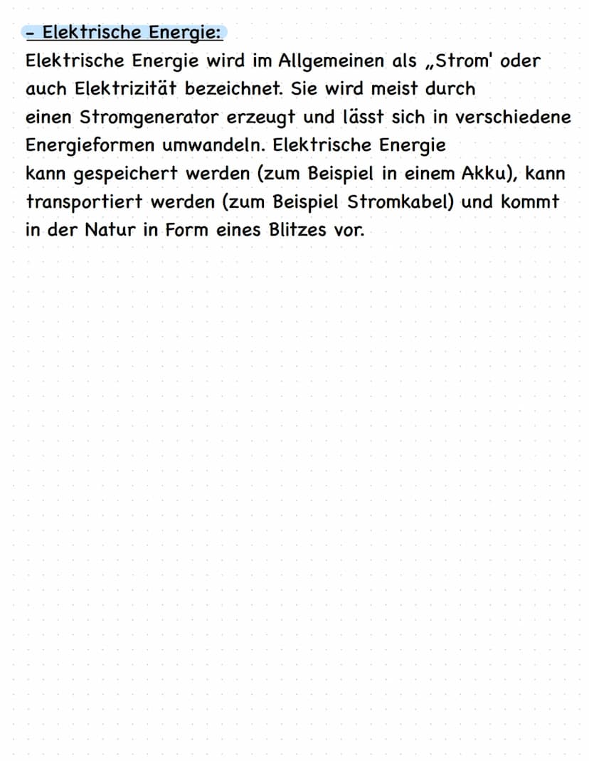 Physik:
Energieformen:
- Bewegungsenergie (kinetische Energie)
In einem Gegenstand oder einem Körper, der in Bewegung
ist, steckt Bewegungse