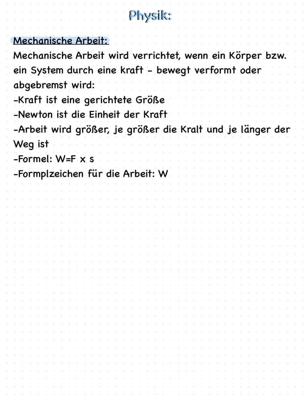 Physik:
Energieformen:
- Bewegungsenergie (kinetische Energie)
In einem Gegenstand oder einem Körper, der in Bewegung
ist, steckt Bewegungse