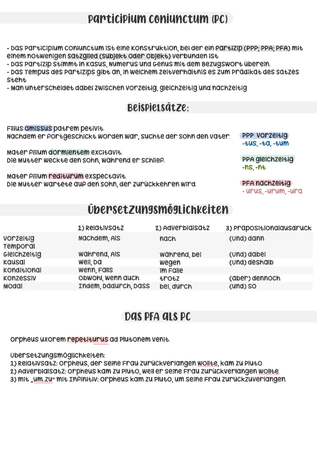 Participium Coniunctum und Ablativus Absolutus