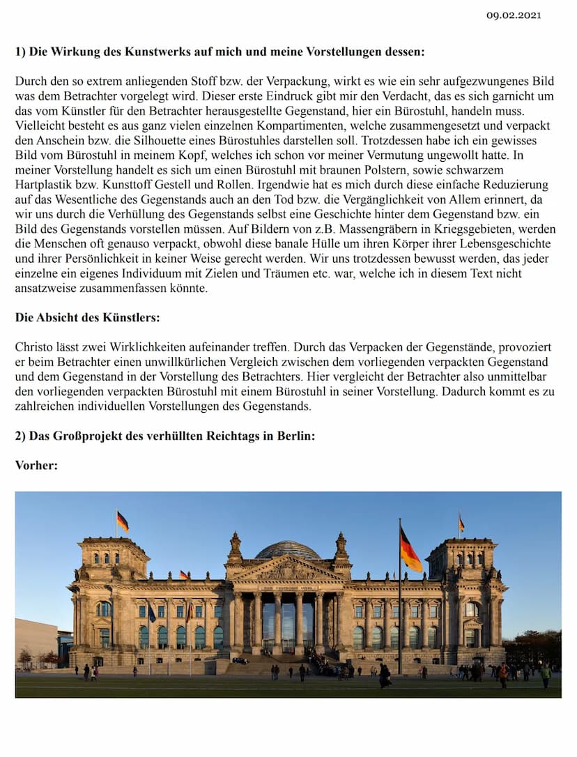 
<p>Durch den extrem anliegenden Stoff bzw. der Verpackung wirkt das Bild auf mich wie ein sehr aufgezwungenes Werk, das dem Betrachter vorg