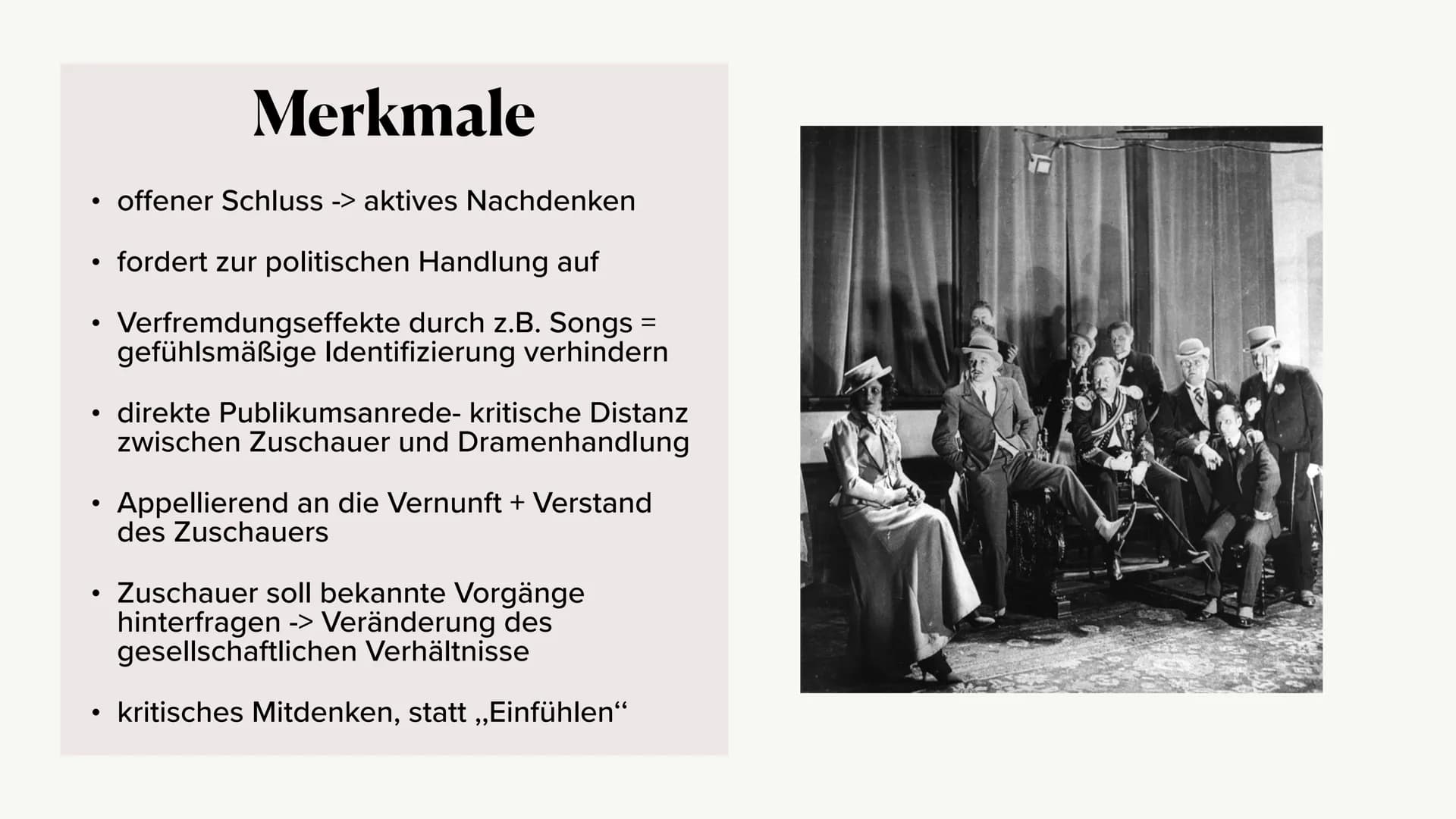 episches Theater
-Bertolt Brecht
Hannah und Vivien ●
●
●
Bertolt Brecht als Person
Episches Theater- Definition
Merkmale
●
Gliederung
●
• Wi