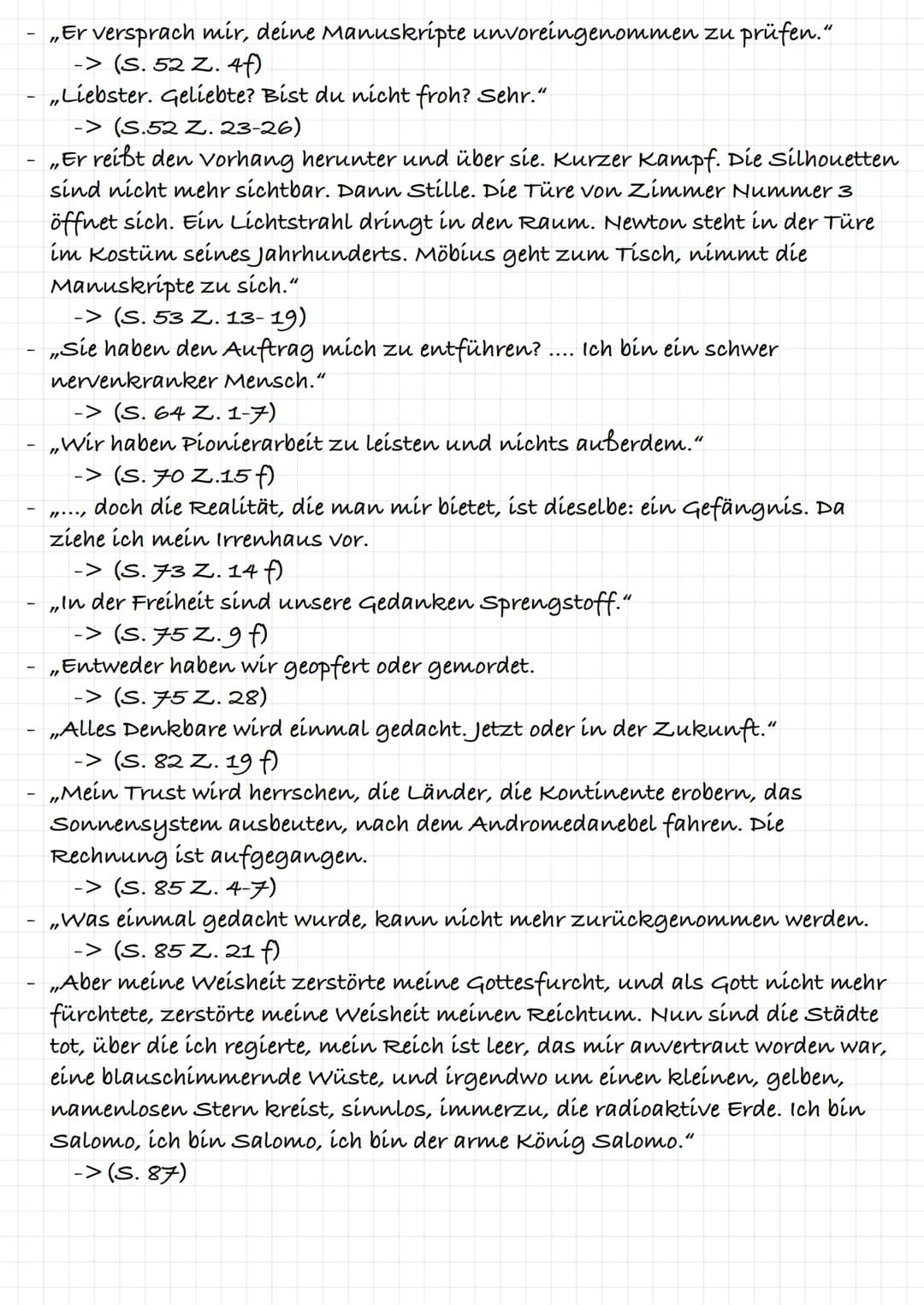 „Er versprach mir, deine Manuskripte unvoreingenommen zu prüfen."
-> (s. 52 Z. 4f)
,,Liebster. Geliebte? Bist du nicht froh? Sehr."
-> (S.52