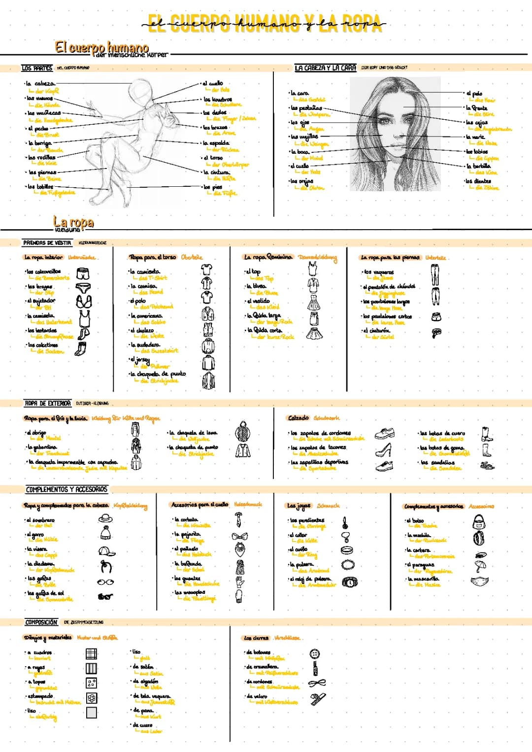 Teile des Körpers auf Deutsch - PDF und Übungen