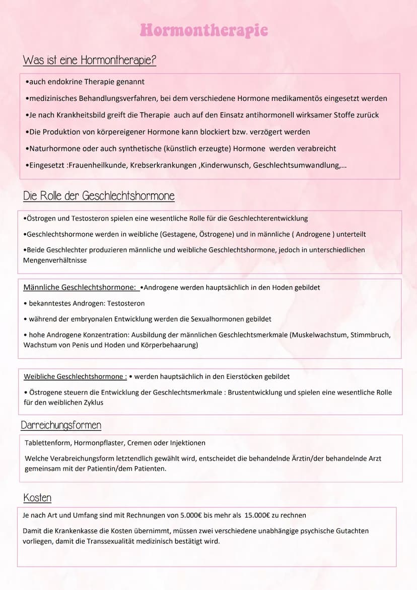 Hormonbehandlung bei Transfrauen
Einführung von Östrogene in den männlichen Körper
Testosteronproduktion wird stark vermindert = Verweiblich