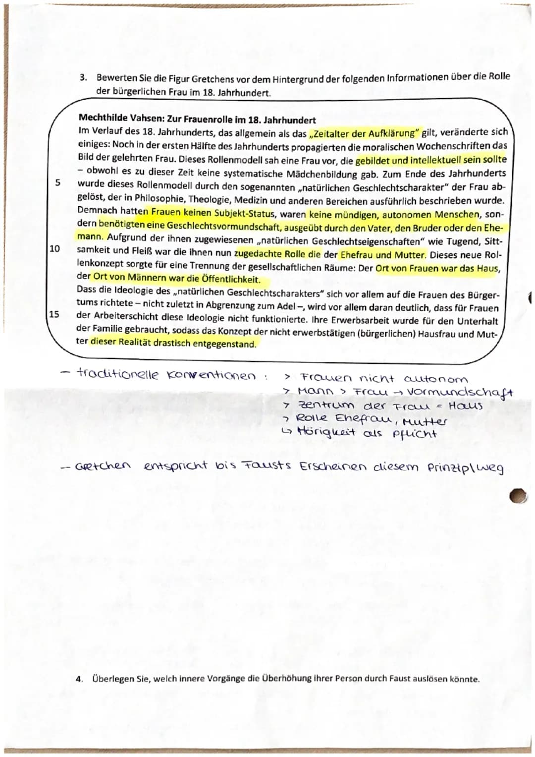 D/SEM
Szene
Gretchen
1. Erstellen Sie stichwortartig eine chronologische Übersicht über den Gang der Handlung in den drei
Szenen Straße, Abe