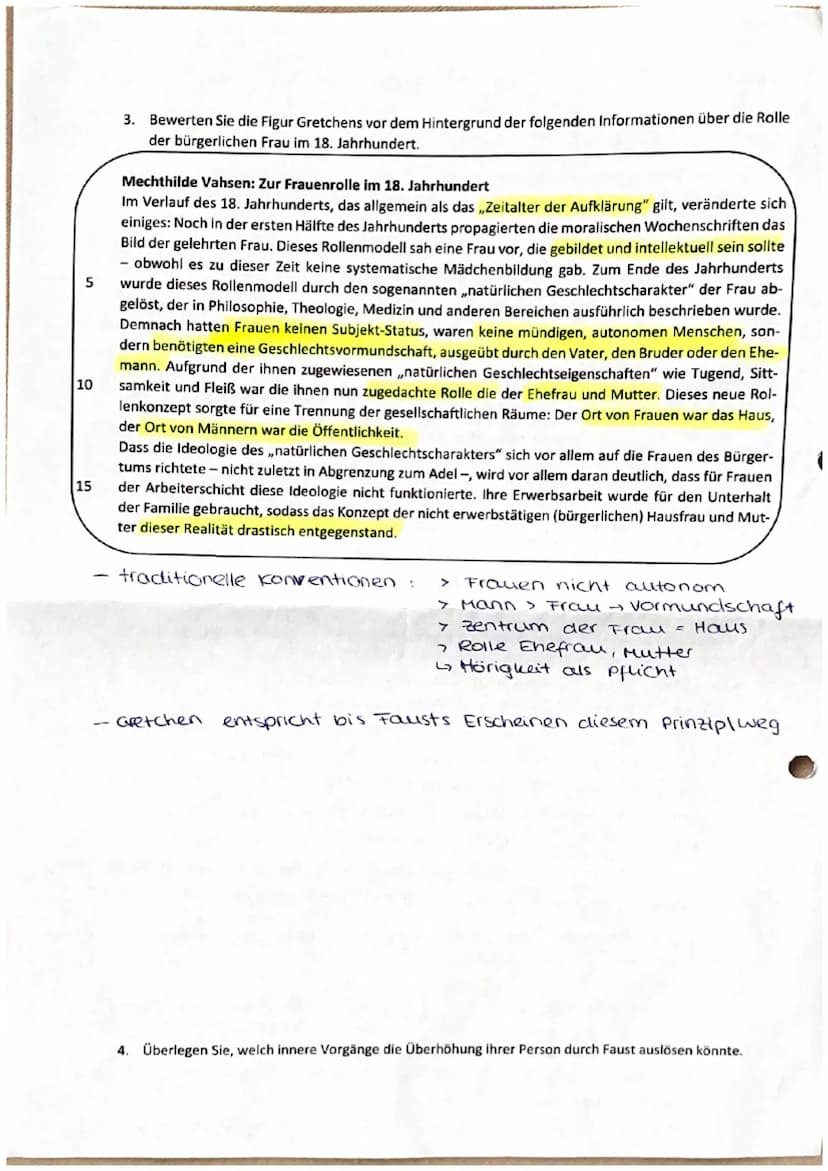 D/SEM
Szene
Gretchen
1. Erstellen Sie stichwortartig eine chronologische Übersicht über den Gang der Handlung in den drei
Szenen Straße, Abe