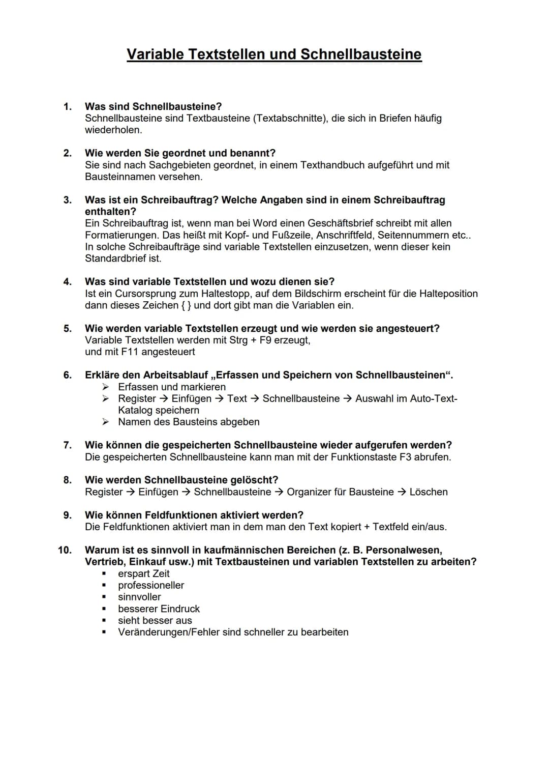 1.
2.
3.
4.
5.
6.
7.
8.
9.
10.
Was sind Schnellbausteine?
Schnellbausteine sind Textbausteine (Textabschnitte), die sich in Briefen häufig
w