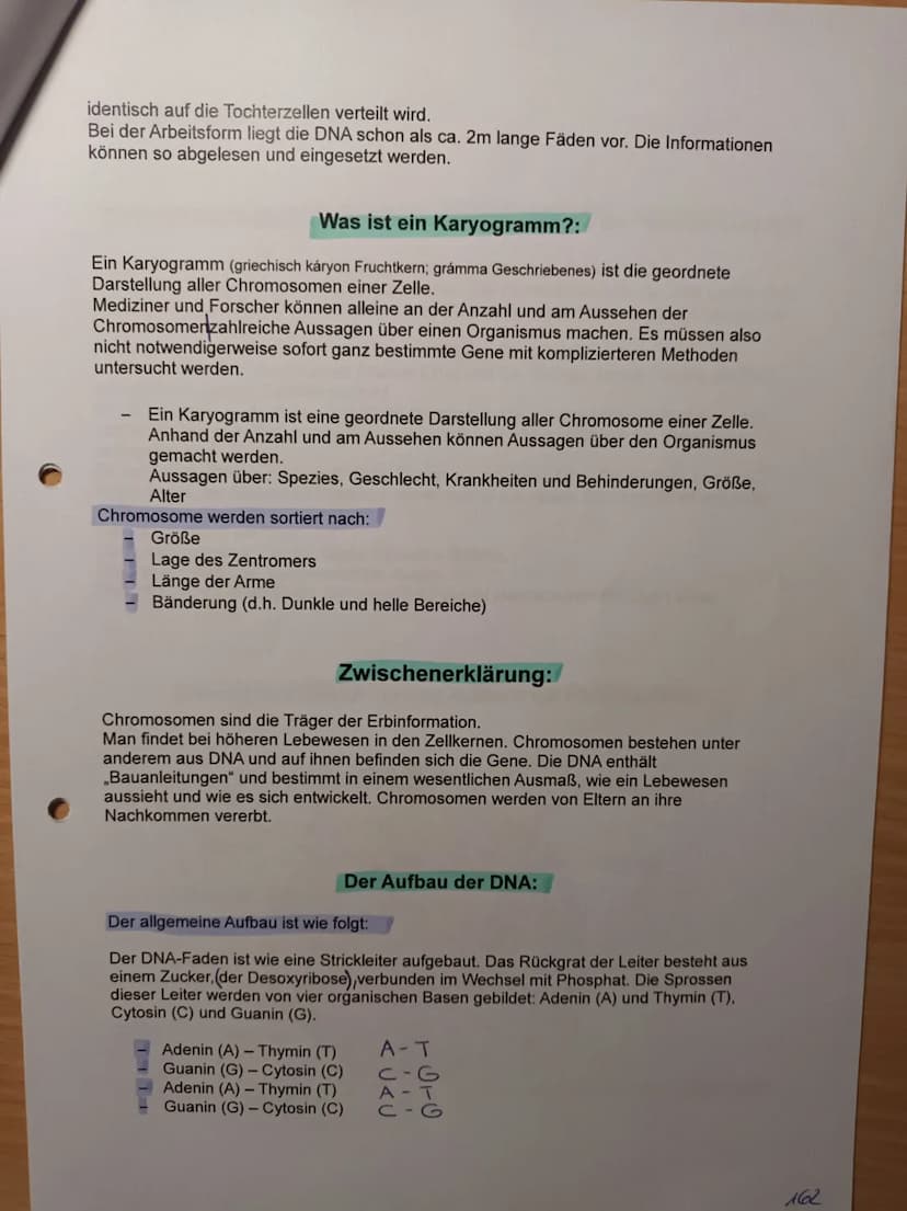 Nawi Lernzettel für die Arbeit am 05.03.2021:
Checkliste
1. Karyogramme und Chromosomensatz
- Aufbau von Chromosomen
- Chromosomensatz bei M