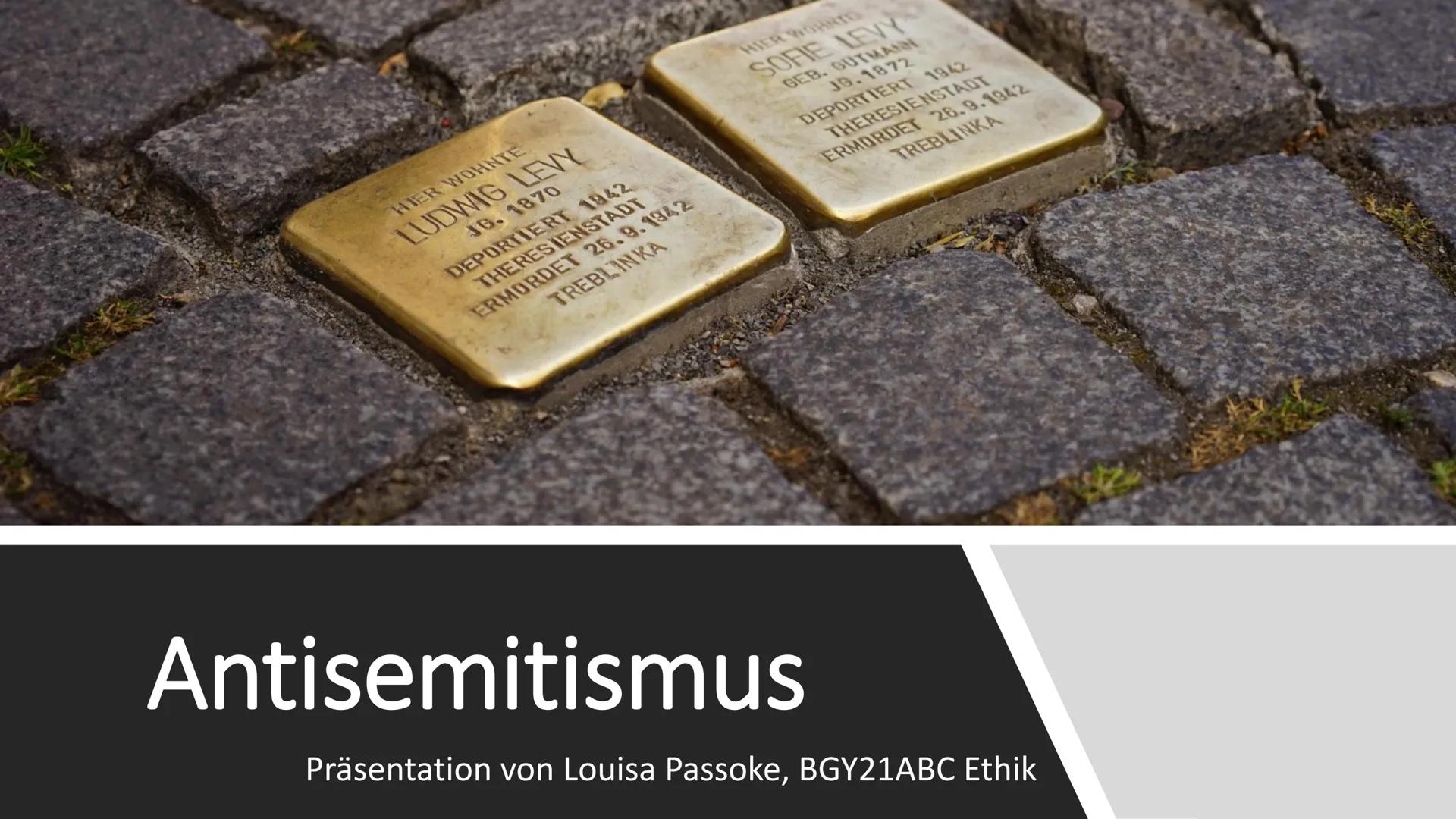 HIER WOHNTE
LUDWIG LEVY
JG.1870
DEPORTIERT 1942
THERESIENSTADT
ERMORDET 26.9.1942
TREBLINKA
HIER WOHNTG
SOFIE LEVY
GEB. GUTMANN
JG.1872
DEPO