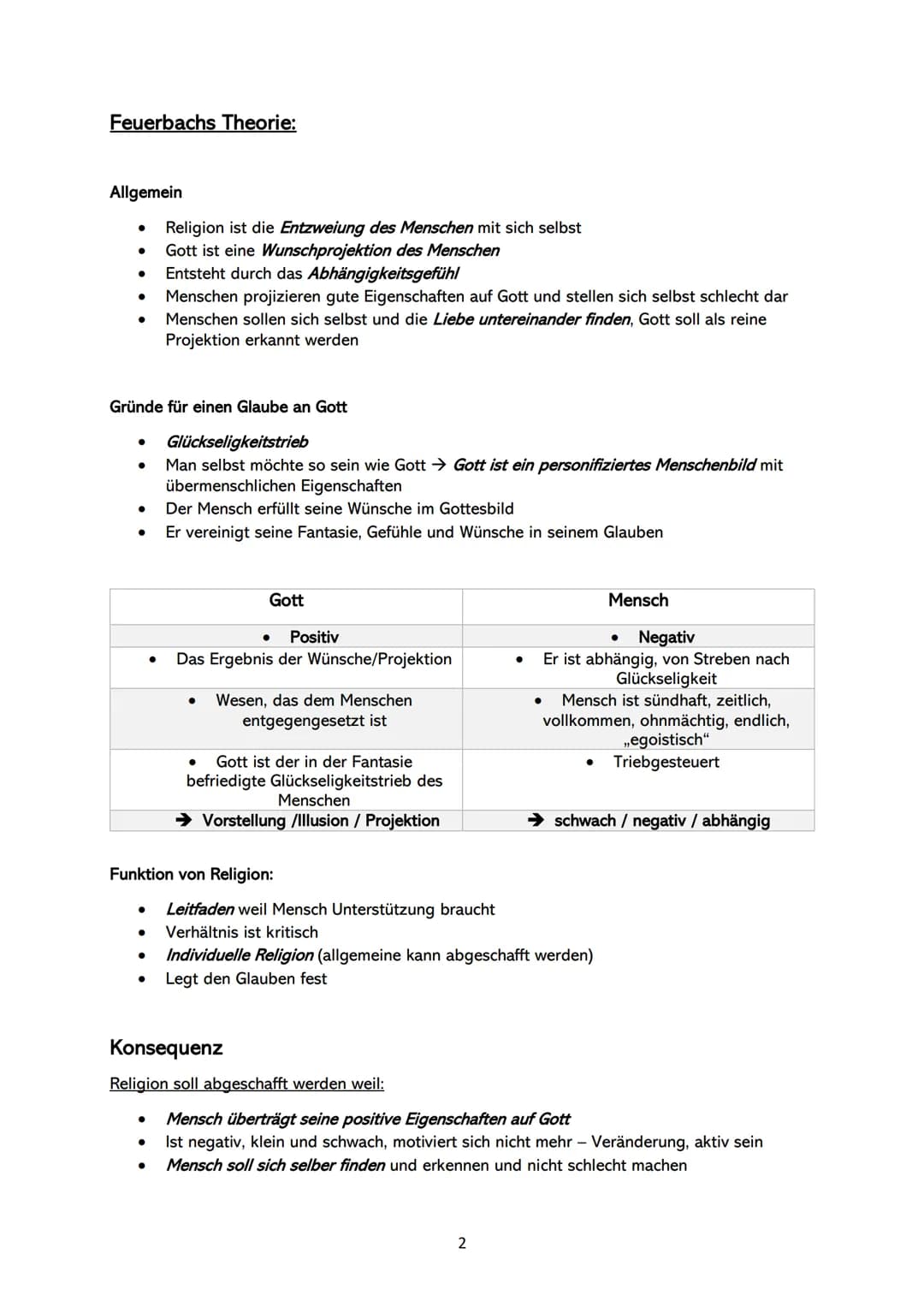 Begriffe Defintion:
Religion Q2 Lernzettel (Ludwig Feuerbach)
Transzendenz:
Wahrnehmen von dem Übersinnlichen Gegensatz zu Immanenz
Pantheis