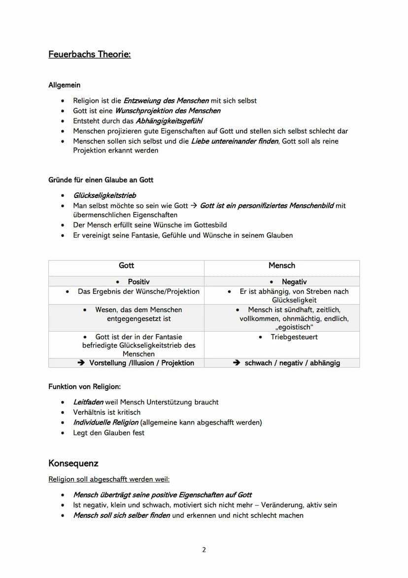 Begriffe Defintion:
Religion Q2 Lernzettel (Ludwig Feuerbach)
Transzendenz:
Wahrnehmen von dem Übersinnlichen Gegensatz zu Immanenz
Pantheis