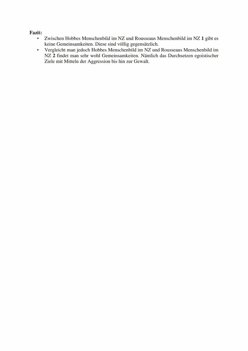 Erwartungshorizont - Vergleich Menschenbild/ Situation im Naturzustand bei Hobbes
und Rousseau
A) Vergleichen sie das Menschenbild bzw. die 