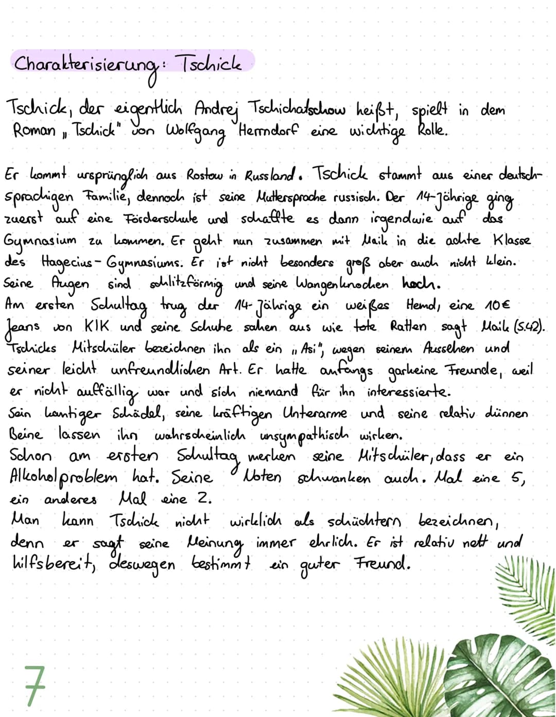 tschick
A
WOLFGANG HERRNDORF INHALTSVERZEICHNIS
I. EINLEITUNG
Meine Geschichte zu Kapitel 1
Erzählperspektive
Inhaltliche Fragen
Steckbrief 