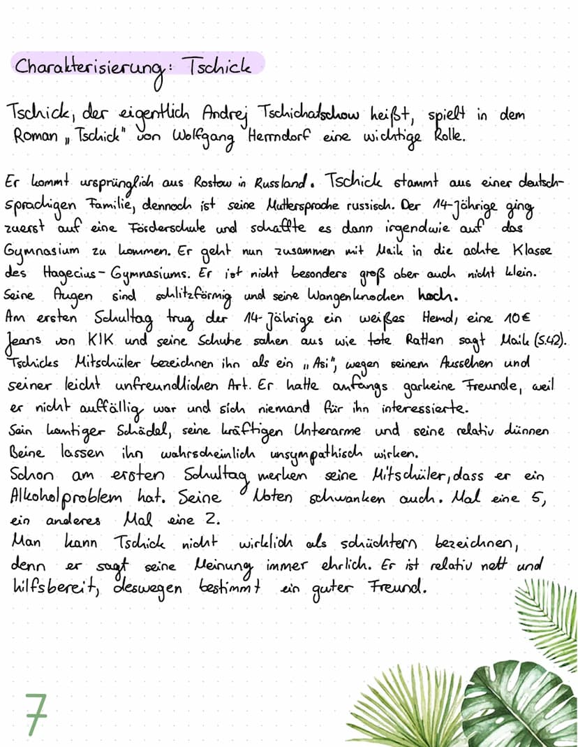 tschick
A
WOLFGANG HERRNDORF INHALTSVERZEICHNIS
I. EINLEITUNG
Meine Geschichte zu Kapitel 1
Erzählperspektive
Inhaltliche Fragen
Steckbrief 