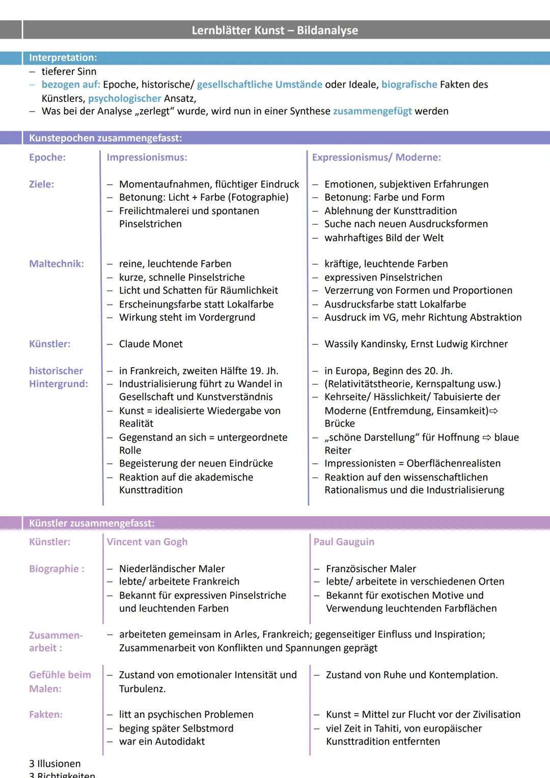 Lernblätter Kunst - Bildanalyse
Bildbeschreibung, Analyse (Farbe, Räumlichkeit, Licht, Komposition), Interpretation
Bildbeschreibung:
Bildga