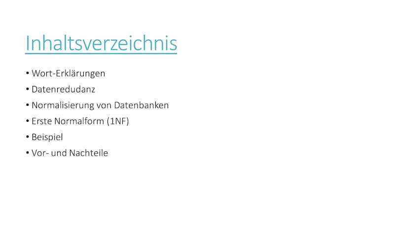 Datenbanken verbessern
durch Normalformen
von Maja Spiaczka Inhaltsverzeichnis
• Wort-Erklärungen
●
• Datenredudanz
• Normalisierung von Dat