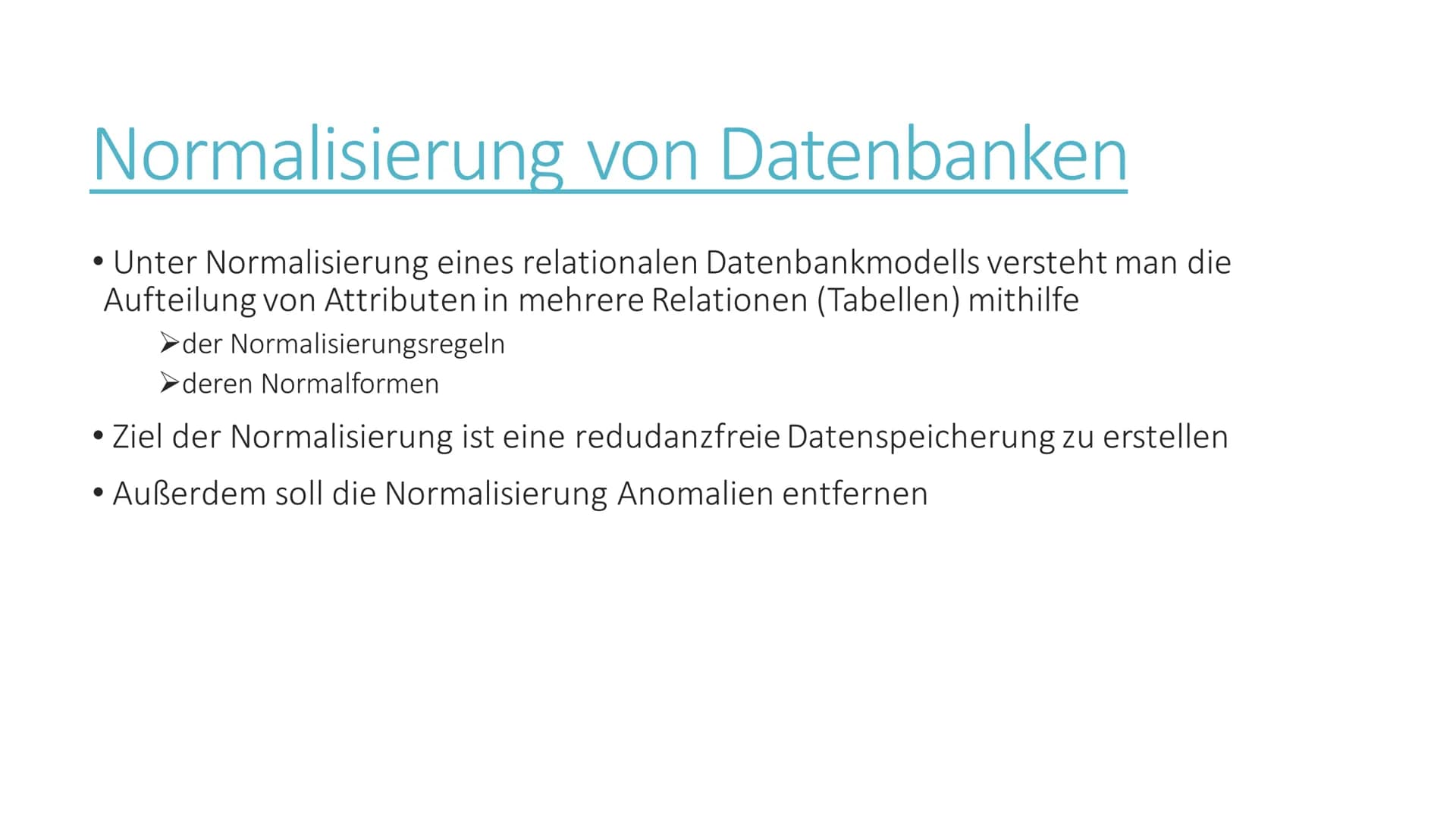 Datenbanken verbessern
durch Normalformen
von Maja Spiaczka Inhaltsverzeichnis
• Wort-Erklärungen
●
• Datenredudanz
• Normalisierung von Dat