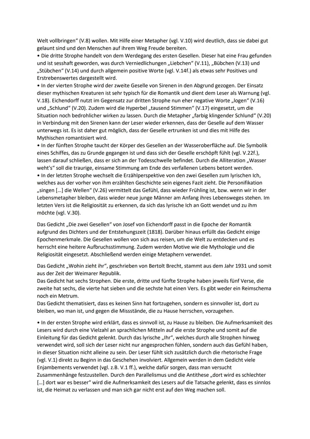 Zwei Gedichte analysieren und vergleichen
0. Aufbau eines Gedichtvergleichs zur Orientierung bei der Analyse.
1. Analysieren Sie das Gedicht