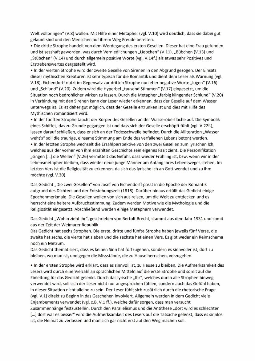 Zwei Gedichte analysieren und vergleichen
0. Aufbau eines Gedichtvergleichs zur Orientierung bei der Analyse.
1. Analysieren Sie das Gedicht