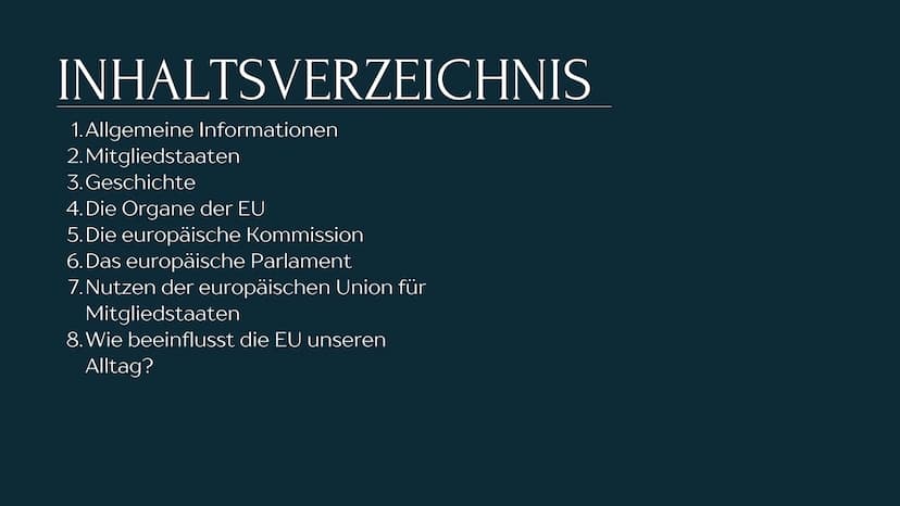Arwin Erkin
Sowi Q2
EUROPÄISCHE
UNION
Geschichte der Wirtschafts-und Währungsunion INHALTSVERZEICHNIS
1. Allgemeine Informationen
2. Mitglie