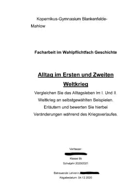 Know Facharbeit  Alltag im Ersten und Zweiten Weltkrieg thumbnail